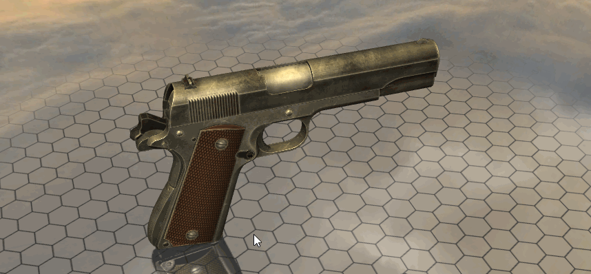 アキバ冥途戦争７話の銃：コルトM1911A1の作動の様子